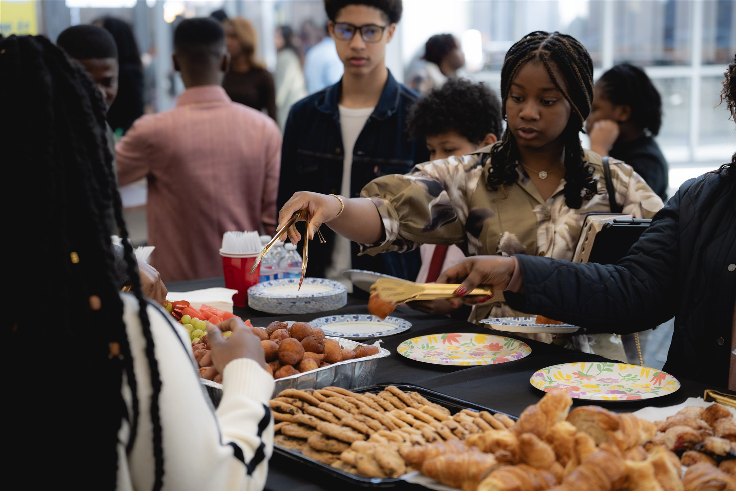 Kids and teens at the snack table